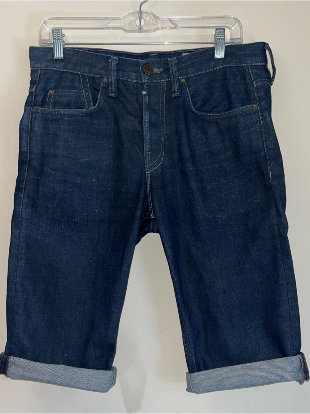 Allsaints Women’s Bryce Slim Short Jean Capris DK Blue EUC 5 Pkt Roll Up Down 30